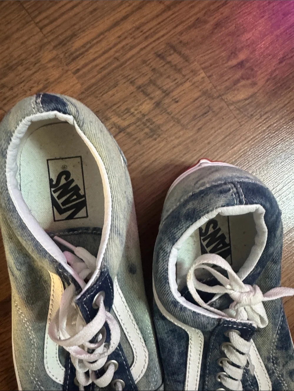 Vans Washed Blue Canvas Low-Top Sneakers with White Stripe